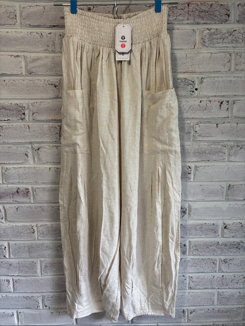 Tarse Barrel Fit Leg Linen Blend Pants Size Small